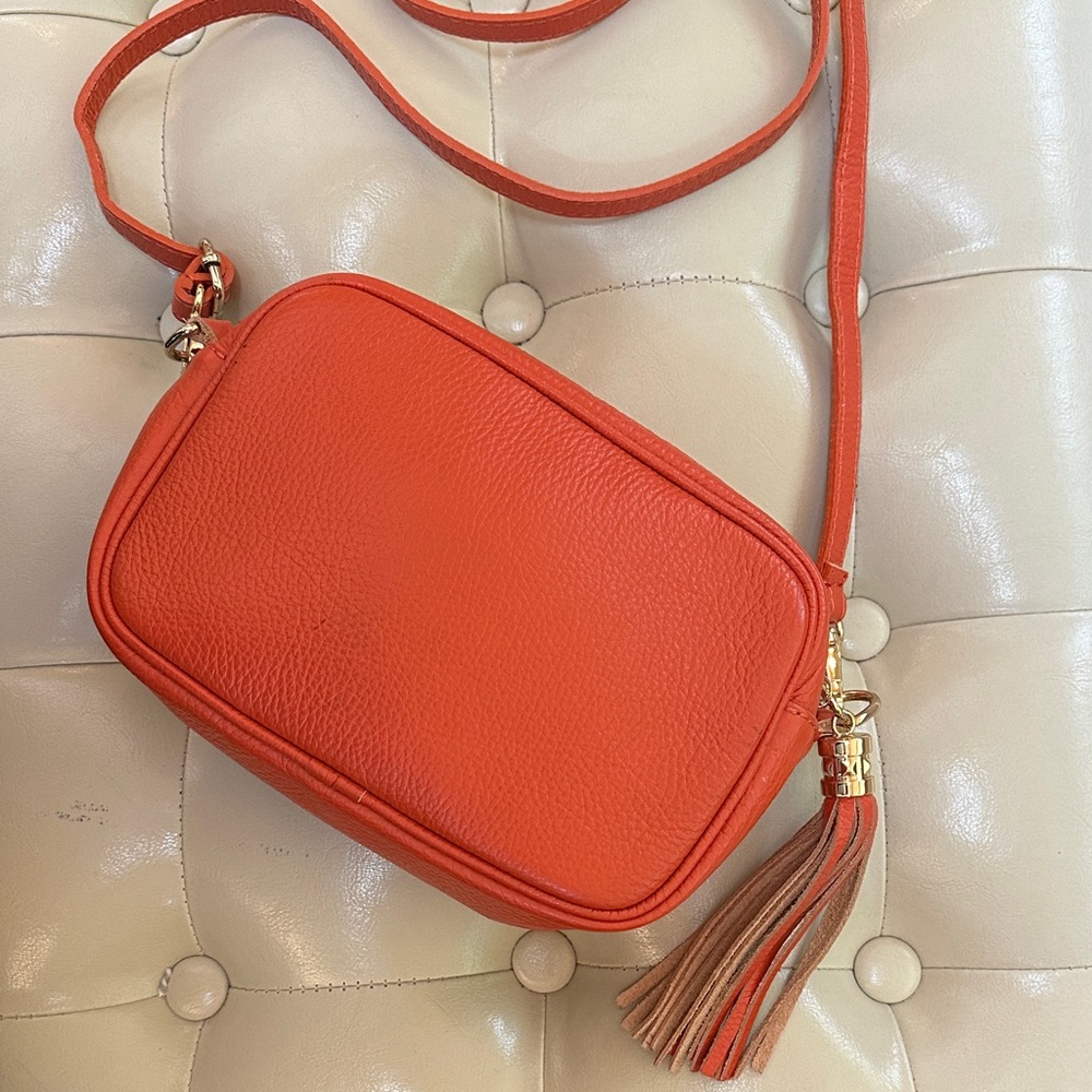Vera Pelle genuine leather Orange Crossbody Bag